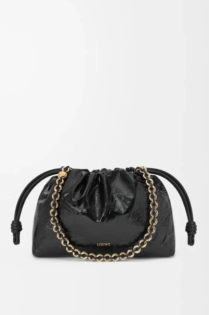 Bolso Flamenco mediano en piel de anguila, color negro Bolso Flamenco mediano en piel de anguila, color negro