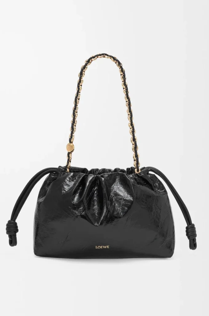 Bolso Flamenco mediano en piel de anguila, color negro Bolso Flamenco mediano en piel de anguila, color negro