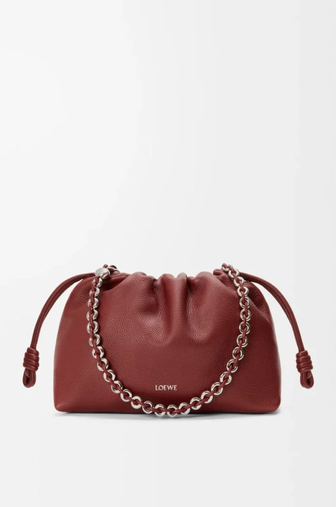 Bolso Flamenco mediano en piel de becerro de grano fino Caoba Bolso Flamenco mediano en piel de becerro de grano fino Caoba