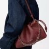 Bolso Flamenco mediano en piel de becerro de grano fino Caoba Bolso Flamenco mediano en piel de becerro de grano fino Caoba