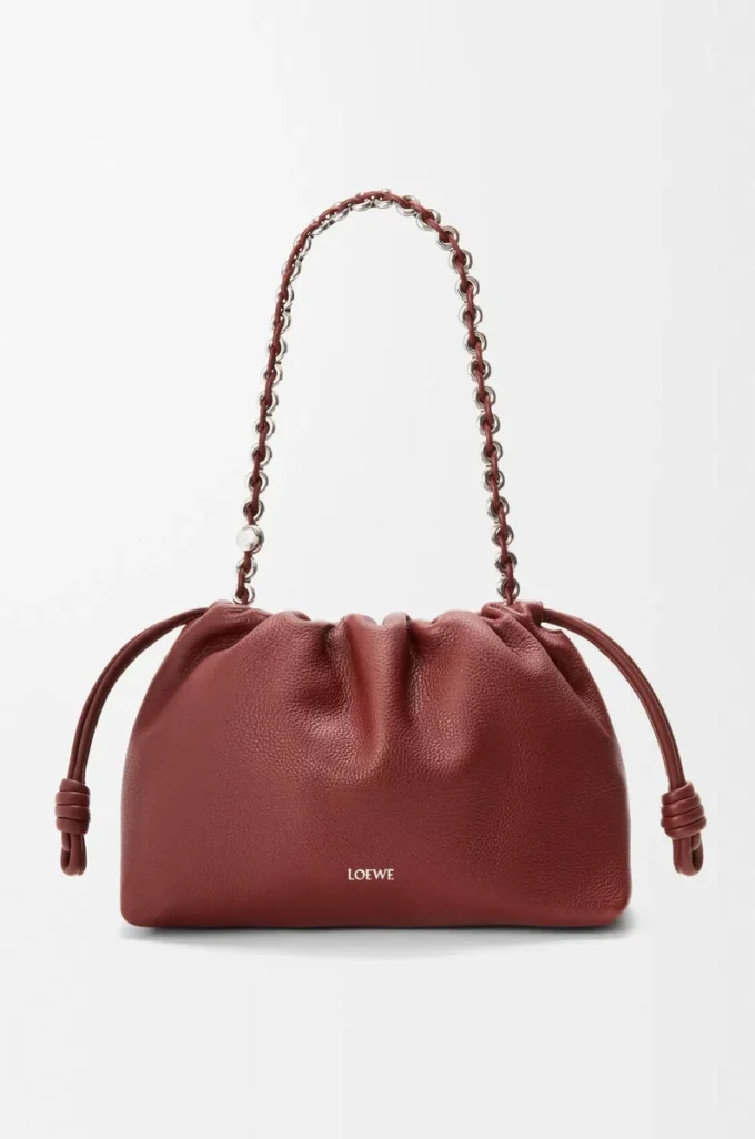Bolso Flamenco mediano en piel de becerro de grano fino Caoba Bolso Flamenco mediano en piel de becerro de grano fino Caoba