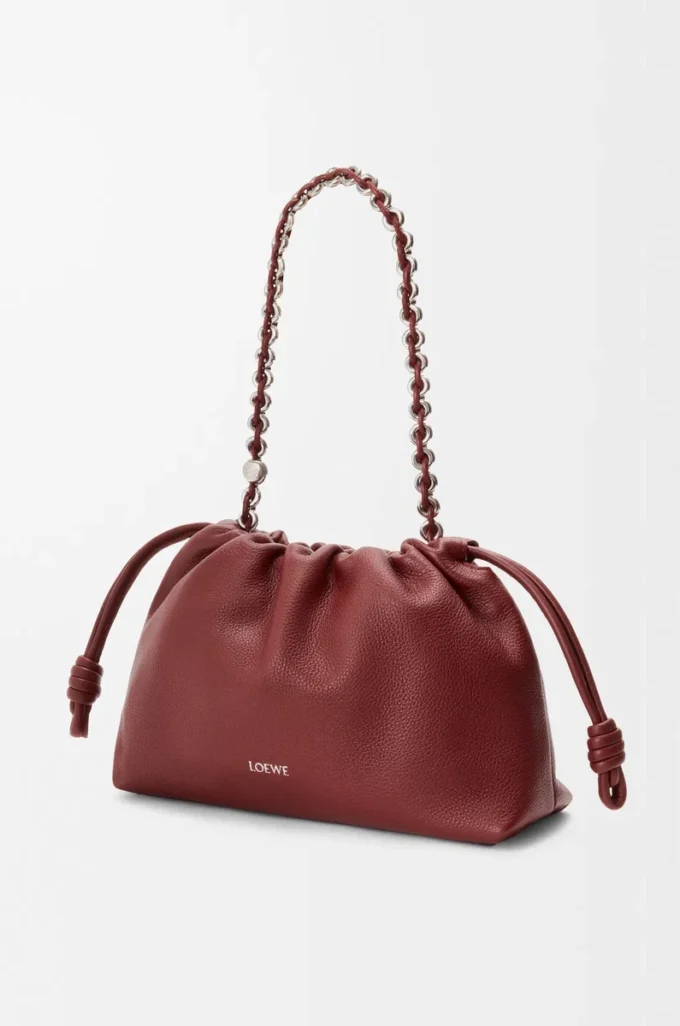 Bolso Flamenco mediano en piel de becerro de grano fino Caoba Bolso Flamenco mediano en piel de becerro de grano fino Caoba