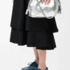 Bolso Flamenco mediano en piel de cordero laminada Plata Bolso Flamenco mediano en piel de cordero laminada Plata