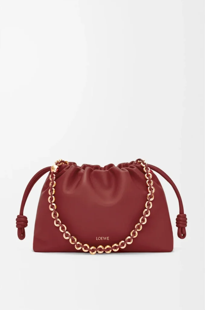 Bolso Flamenco mediano en piel de cordero napa suave Burnt Red Bolso Flamenco mediano en piel de cordero napa suave Burnt Red