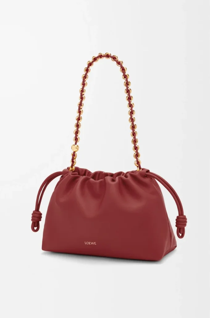Bolso Flamenco mediano en piel de cordero napa suave Burnt Red Bolso Flamenco mediano en piel de cordero napa suave Burnt Red