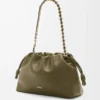 Bolso Flamenco mediano en piel de cordero napa suave, color caqui oscuro Bolso Flamenco mediano en piel de cordero napa suave, color caqui oscuro