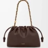 Bolso Flamenco mediano en piel de cordero napa suave color castaño oscuro Bolso Flamenco mediano en piel de cordero napa suave color castaño oscuro