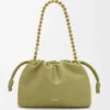 Bolso Flamenco mediano en piel de cordero napa suave color musgo claro Bolso Flamenco mediano en piel de cordero napa suave color musgo claro