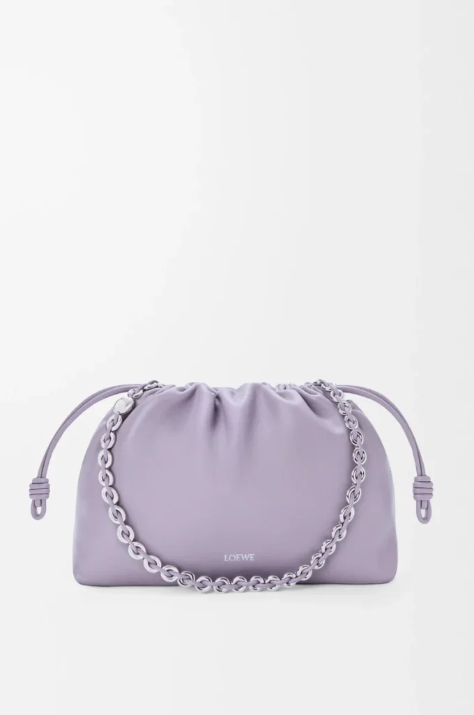Bolso Flamenco mediano en piel de cordero napa suave Malva sucia Bolso Flamenco mediano en piel de cordero napa suave Malva sucia