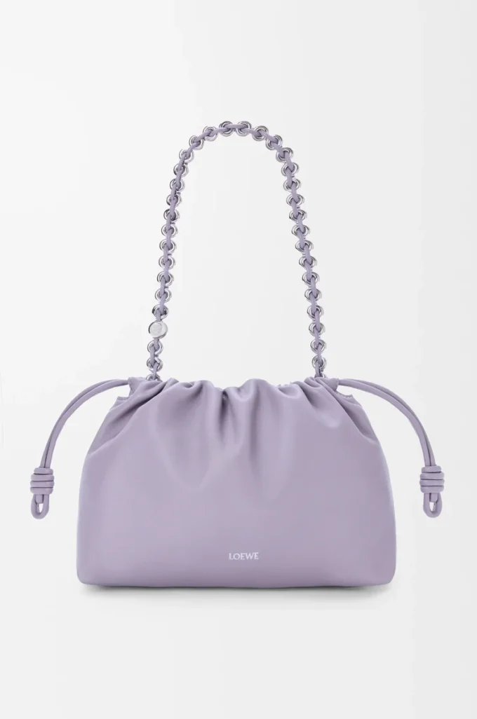 Bolso Flamenco mediano en piel de cordero napa suave Malva sucia Bolso Flamenco mediano en piel de cordero napa suave Malva sucia