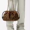 Bolso Flamenco mediano en piel de oveja estampada Beige/Marrón Bolso Flamenco mediano en piel de oveja estampada Beige/Marrón