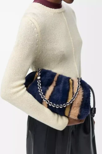Bolso Flamenco mediano en punto jacquard Multicolor Azul marino intenso