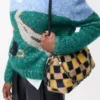 Bolso Flamenco mediano en punto jacquard Multicolor Azul marino intenso Bolso Flamenco mediano en punto jacquard Multicolor Azul marino intenso