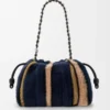 Bolso Flamenco mediano en punto jacquard Multicolor Azul marino intenso Bolso Flamenco mediano en punto jacquard Multicolor Azul marino intenso