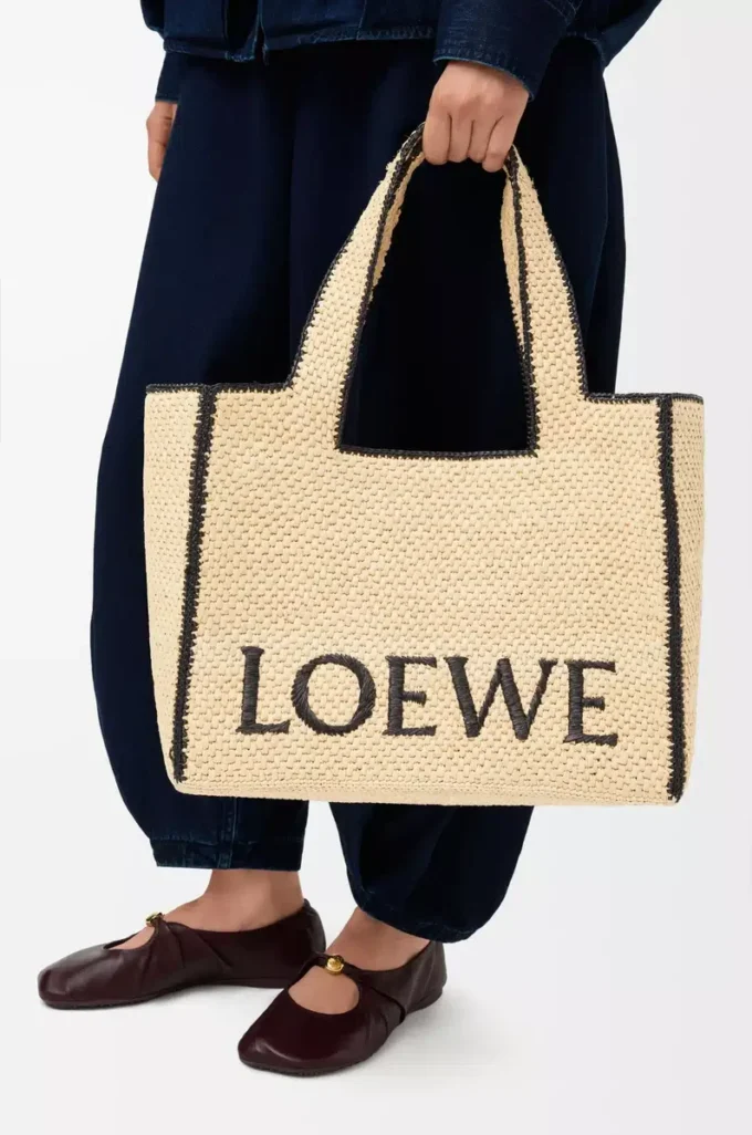 Bolso grande LOEWE Font en rafia Natural Bolso grande LOEWE Font en rafia Natural