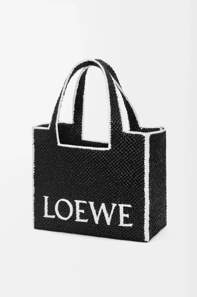 Bolso grande LOEWE Font Tote en rafia negra Bolso grande LOEWE Font Tote en rafia negra