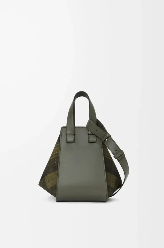 Bolso Hammock compacto en ante y piel de becerro clásica Caqui/Verde Bolso Hammock compacto en ante y piel de becerro clásica Caqui/Verde