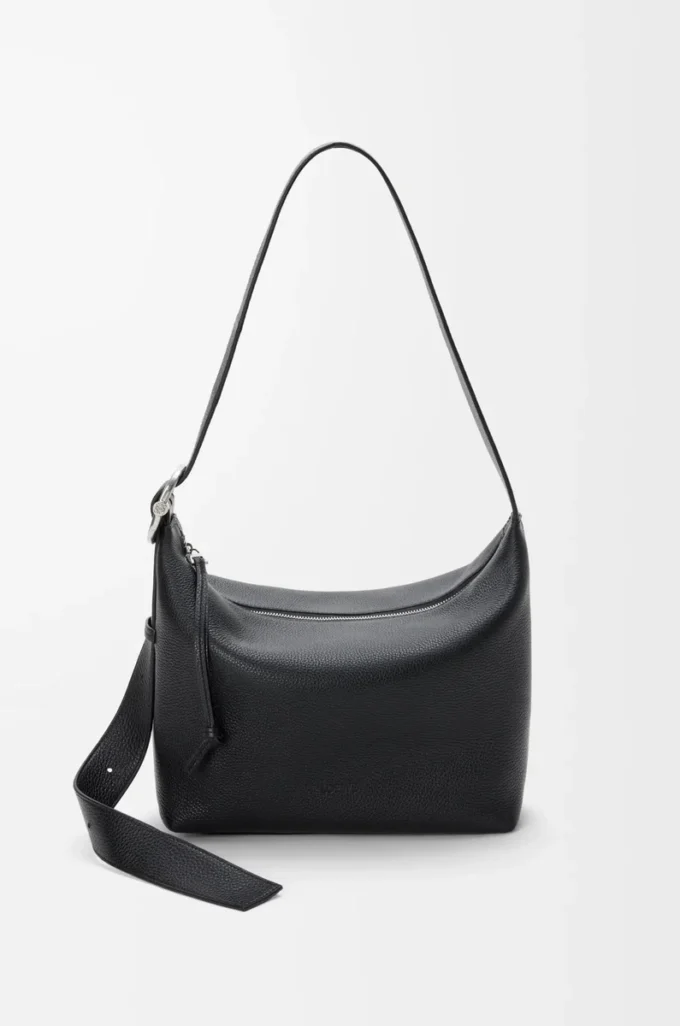 Bolso hobo Loop en piel de becerro granulada flexible Negro Bolso hobo Loop en piel de becerro granulada flexible Negro