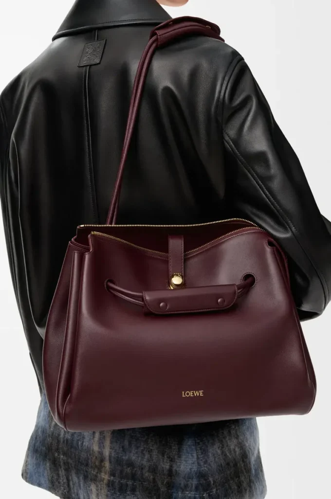 Bolso Madrid grande en piel de becerro flexible Burdeos oscuro Bolso Madrid grande en piel de becerro flexible Burdeos oscuro