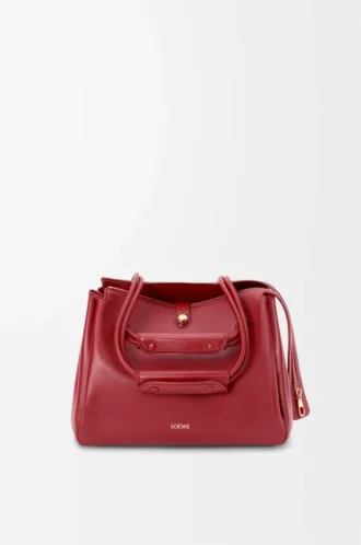 Bolso Madrid mediano en piel de becerro flexible color rojo quemado