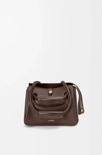Bolso Madrid pequeño en piel de becerro flexible, color castaño oscuro