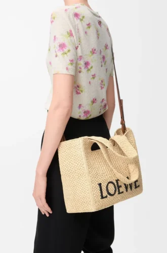 Bolso mediano LOEWE Font en rafia natural