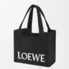 Bolso mediano LOEWE Font en rafia negro Bolso mediano LOEWE Font en rafia negro