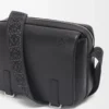 Bolso mensajero Military XS en piel de becerro suave y flexible y jacquard Negro Bolso mensajero Military XS en piel de becerro suave y flexible y jacquard Negro