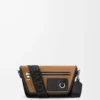 Bolso mensajero Mini Flex en lona y ante Negro/Oro oscuro Bolso mensajero Mini Flex en lona y ante Negro/Oro oscuro