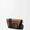Bolso mensajero Mini Flex en lona y ante Negro/Oro oscuro Bolso mensajero Mini Flex en lona y ante Negro/Oro oscuro