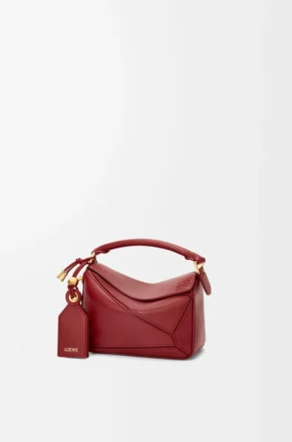 Bolso Mini Featherlight Puzzle en piel de cordero napa rojo quemado