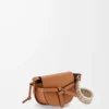Bolso Mini Gate Dual en suave piel de becerro y jacquard marrón claro Bolso Mini Gate Dual en suave piel de becerro y jacquard marrón claro