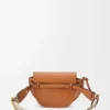 Bolso Mini Gate Dual en suave piel de becerro y jacquard marrón claro Bolso Mini Gate Dual en suave piel de becerro y jacquard marrón claro