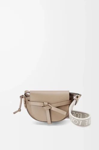 Bolso Mini Gate Dual en suave piel de becerro y jacquard Sand