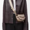 Bolso Mini Gate Dual en suave piel de becerro y jacquard Sand Bolso Mini Gate Dual en suave piel de becerro y jacquard Sand