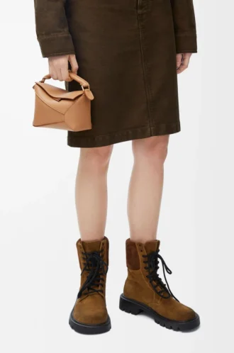 Bolso Mini Puzzle Edge en piel de becerro granulada suave color toffee