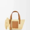 Bolso pequeño Elephant de rafia y piel de becerro Natural/Tan Bolso pequeño Elephant de rafia y piel de becerro Natural/Tan