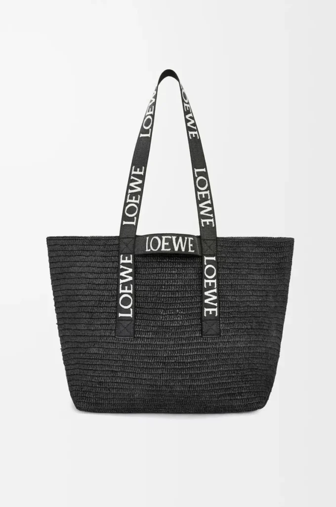 Bolso plegable de rafia Negro Bolso plegable de rafia Negro