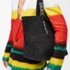 Bolso plegable de rafia Negro Bolso plegable de rafia Negro
