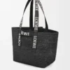 Bolso plegable de rafia Negro Bolso plegable de rafia Negro