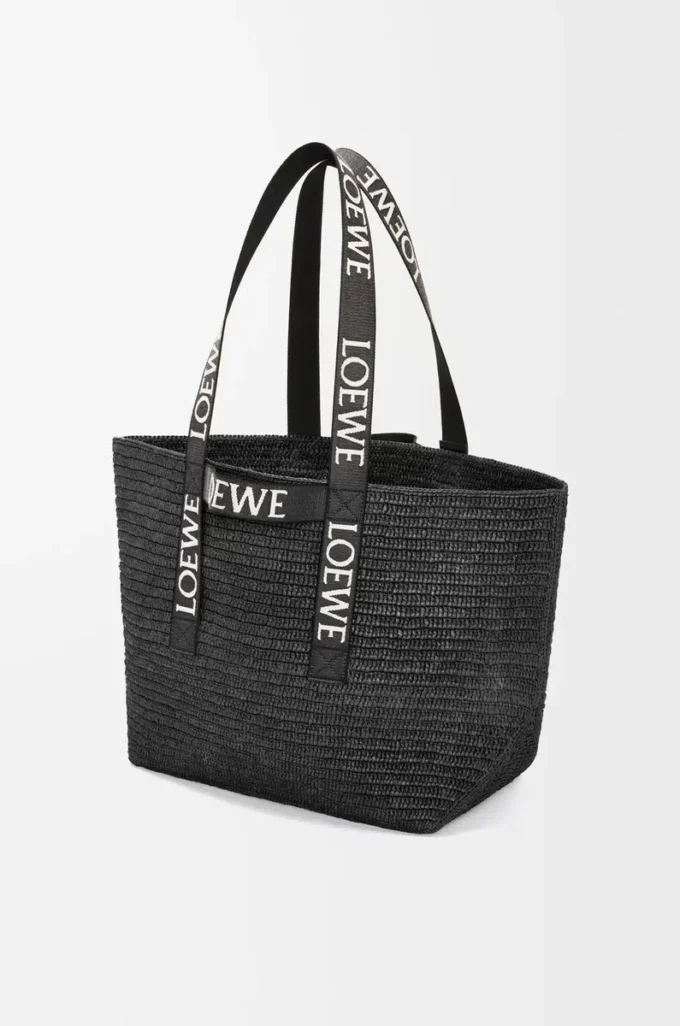 Bolso plegable de rafia Negro Bolso plegable de rafia Negro