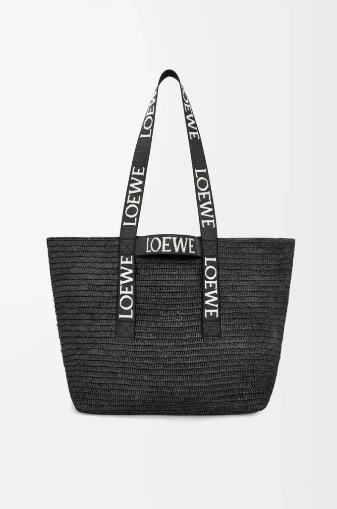 Bolso plegable de rafia Negro Bolso plegable de rafia Negro