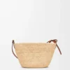 Bolso pochette Slit en rafia y piel de becerro Natural/Marrón claro Bolso pochette Slit en rafia y piel de becerro Natural/Marrón claro