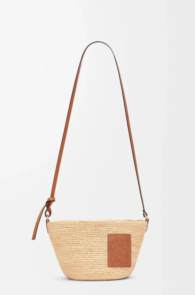 Bolso pochette Slit en rafia y piel de becerro Natural/Marrón claro Bolso pochette Slit en rafia y piel de becerro Natural/Marrón claro