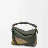 Bolso Puzzle Edge Landscape pequeño en piel de becerro napa verde botella/ocre Bolso Puzzle Edge Landscape pequeño en piel de becerro napa verde botella/ocre