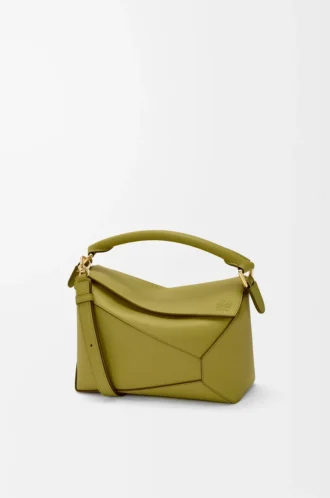 Bolso Puzzle Edge pequeño en piel de becerro clásica Light Moss