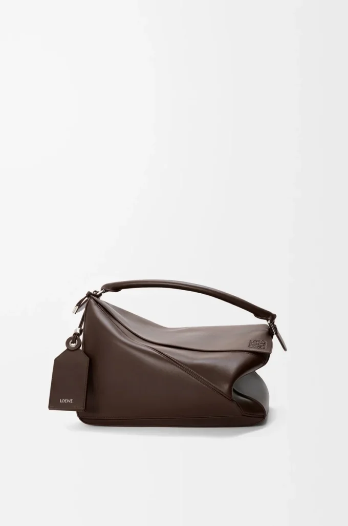 Bolso Puzzle Featherlight grande en piel de cordero napa Dark Chestnut