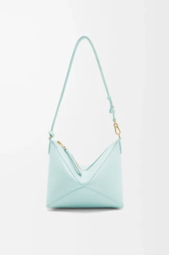 Bolso Puzzle Fold en piel de becerro napa brillante Blue Iceberg