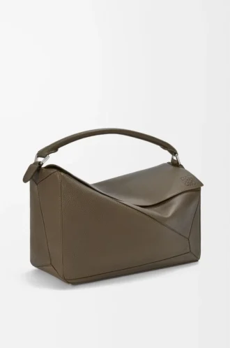 Bolso Puzzle grande en piel de becerro granulada flexible color tundra
