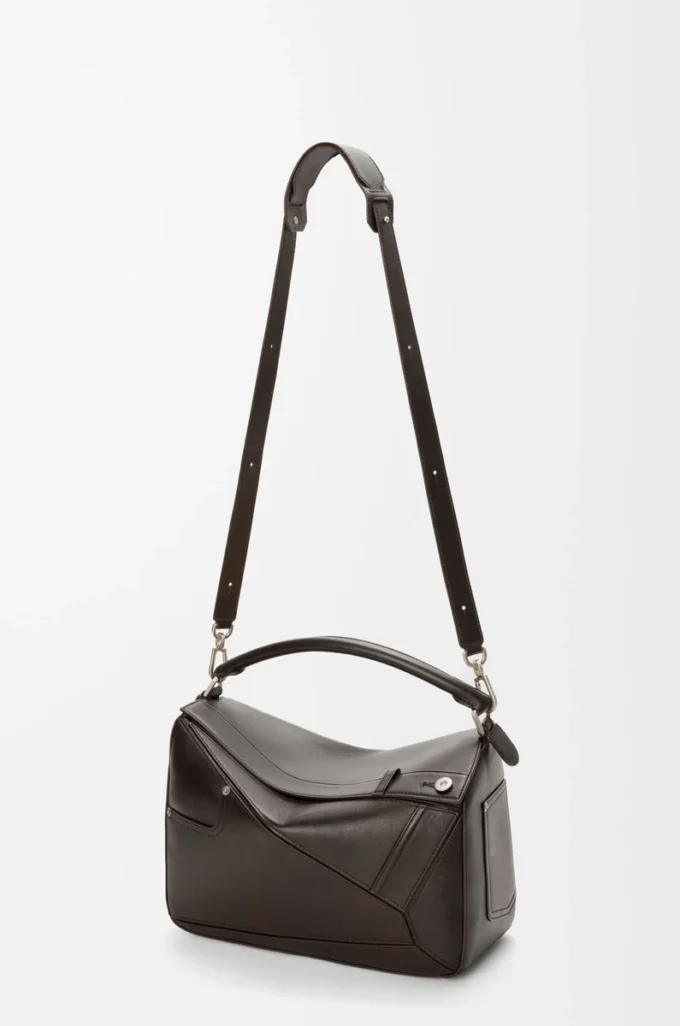Bolso Puzzle grande Panta en piel de becerro brillante marrón vintage